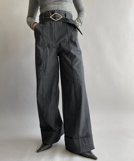 【USED】 Dead Stock GANNI Stripe Patterned Slacks Pants / 241006-022