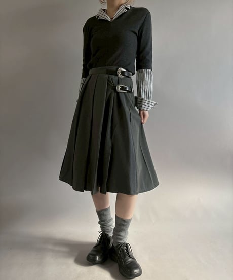 【RE;CIRCLE】 RE Suit Pleats Wrap Skirt/ 260108-013