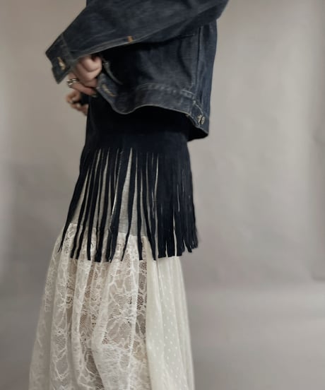 【USED】 Suede Leather Skirt Navy / 230304-010