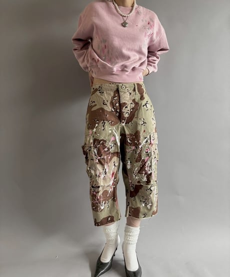 【USED】 Military Camouflage Cut Off Paint Pants /250925-007