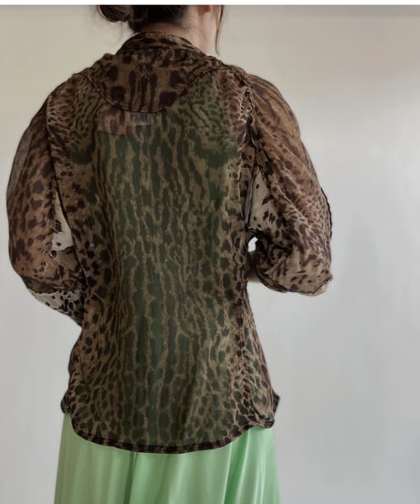 【USED】 YSL Leopard Long Sleeves Blouse / 220514-011