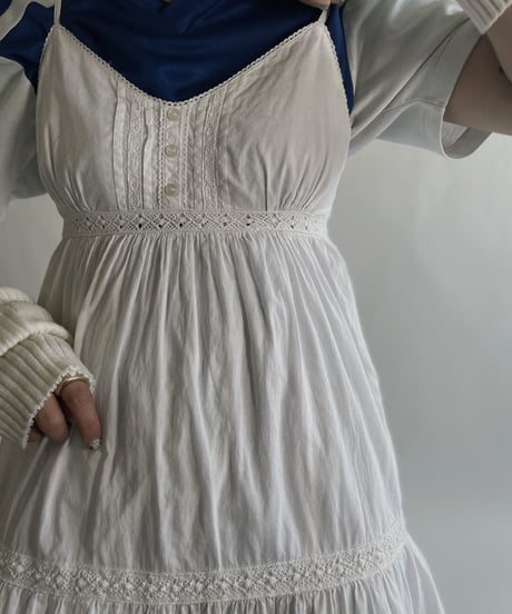 【USED】 White Cotton Camisole One-piece / 220604-002