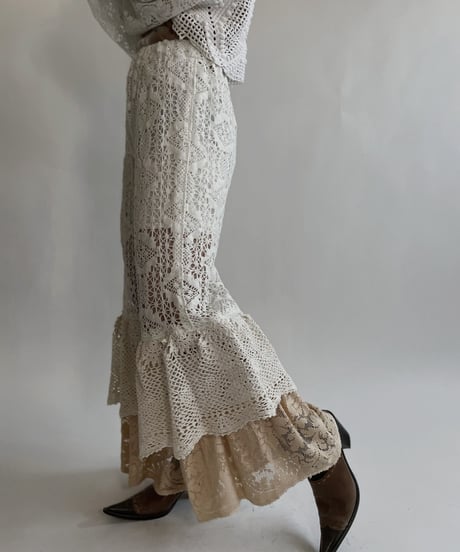 【RE;CIRCLE】 RE Crochet Lace Tiered Pants / 220526-042