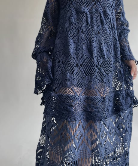 【RE;CIRCLE】 RE Crochet Blue Lace One-piece / 220728-008