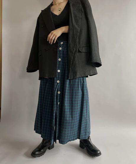 【USED】 Cotton Checked Long Skirt / 220903-005