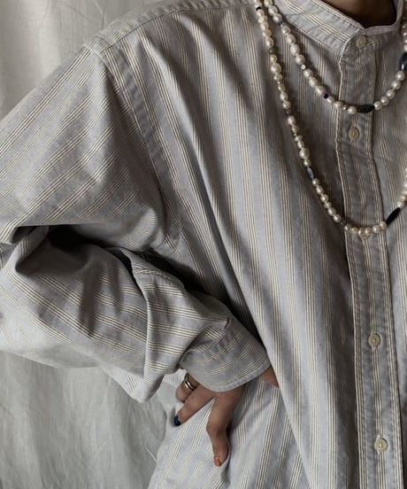 【RE;CIRCLE】 RE Stripe Band Collar Shirt①/210414-027