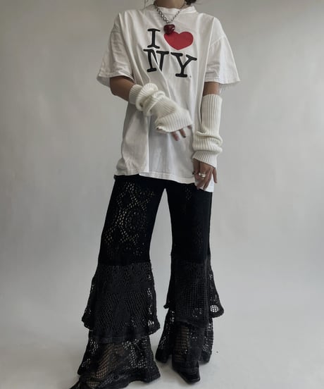 【RE;CIRCLE】 RE Crochet Tiered Pants Black / 220818-011