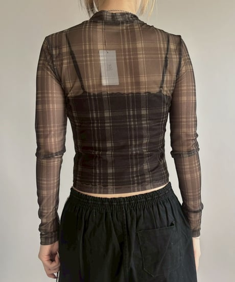 【USED】 Check Pattern Sheer Top / 260131-001