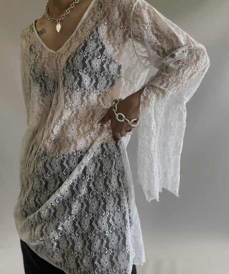【USED】L/S Flare Sleeve Lace Top/ 230909-006