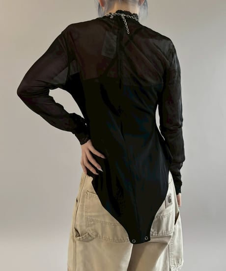 【USED】 Sheer Design Leotard Top/ 260307-026