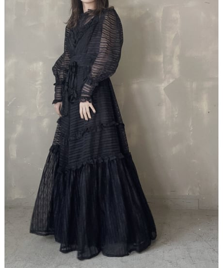 【USED】  See-through Lace L/S One-piece/220220-001