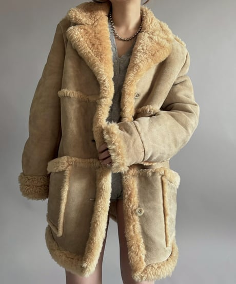 【USED】 Vintage Real Mouton Coat/ 260104-003