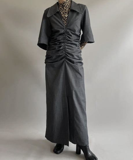 【USED】GANNI Strip Patterned S/S Jump Skirt / 230923-017