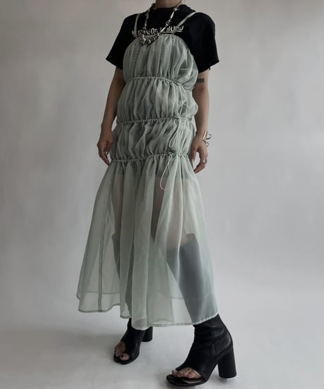 【RE;CIRCLE】 RE Sheer Light Green Camisole One-piece / 220721-005
