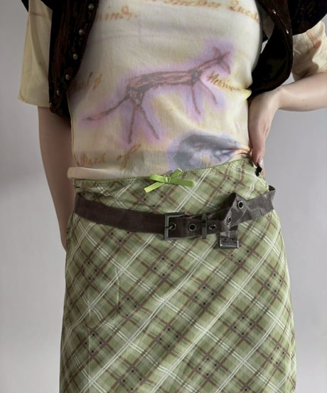 【USED】 Check Pattern Sheer Long Skirt /260328-003