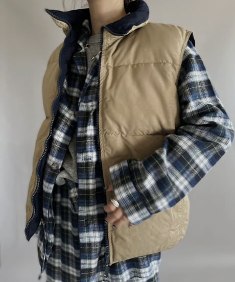 【USED】 Reversible Down Vest Beige ⇄ Navy / 221224-005