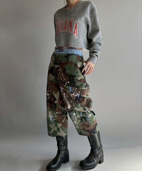 【USED】 Military Camouflage Painted Cut off Shorts / 251108-016