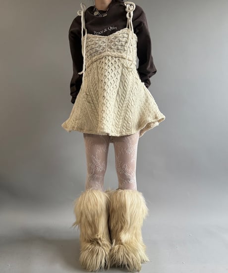 【RE;CIRCLE】 RE Aran Side Slit Camisole Mini One-Piece / Ivory  / 251030-013
