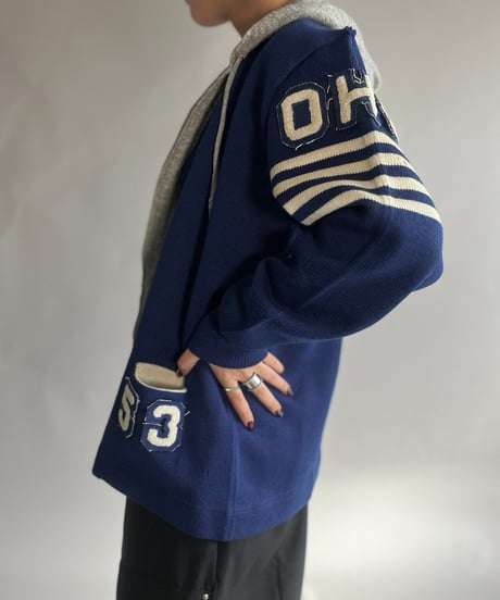【USED】 Vintage Wool Lettered Cardigan/250118-018
