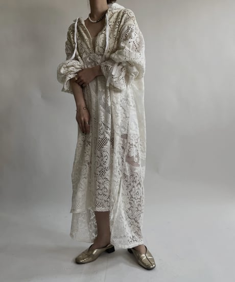 【RE;CIRCLE】 RE Crochet Lace Open Collar One-piece / 220427-030