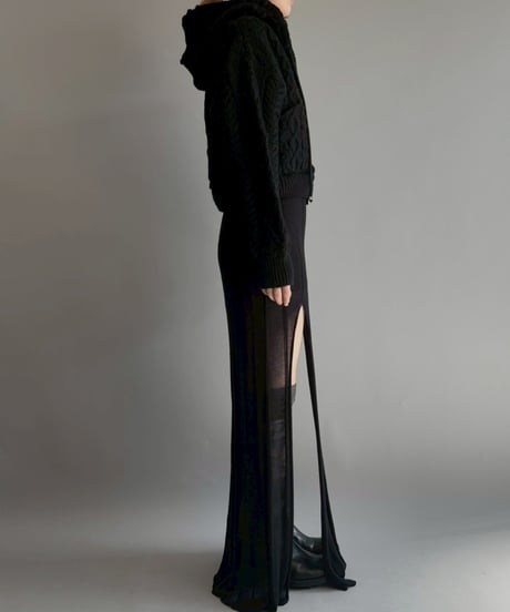 【RE;CIRCLE】 RE Aran Knit Double Zip-up Parka / Black / 251030-005