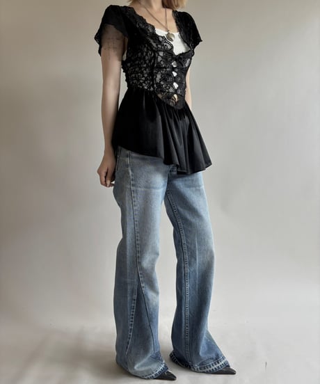 【USED】 Lace pattern design tops /250816-012