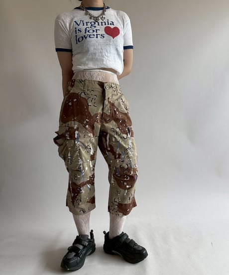 【USED】 Military Camouflage Painted Cut off Shorts  / 250719-015