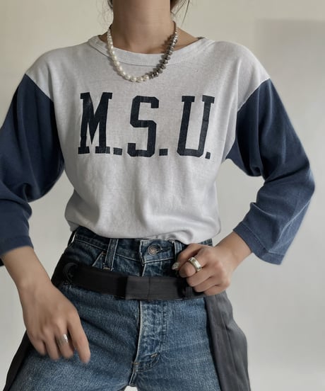 【USED】 70’s Champion 3/4 sleeved T-shirt "M.S.U." / 220625-013