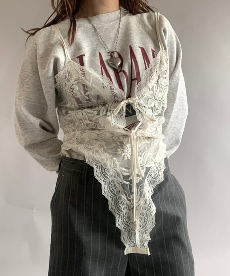 【USED】 Lace Patterned Camisole Leotard Top /241102-026
