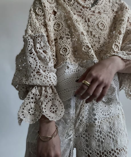 【RE;CIRCLE】 RE Crochet Lace Patchwork Tops / 220427-024