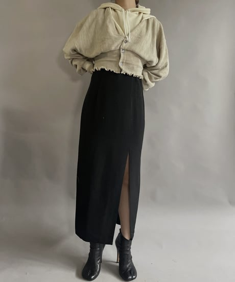 【RE;CIRCLE】 RE Acrylic Knit Cardigan + Hoodie White × Beige / 230220-012