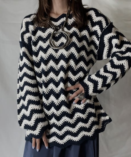 【USED】  Crochet Knit L/S Top ④/211014-038