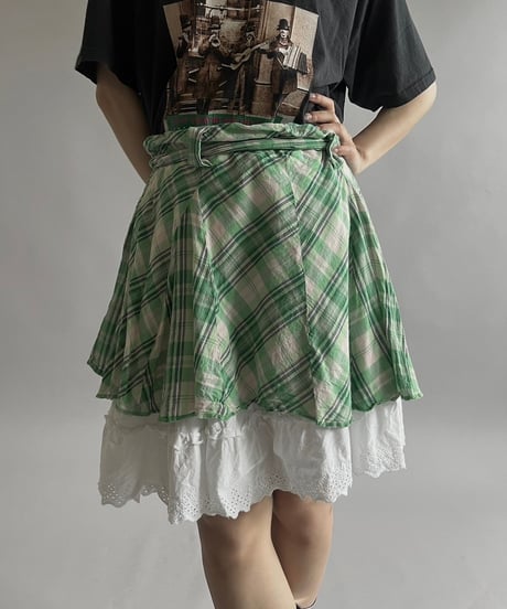 【USED 】Check Patterned Mini Skirt / 240713-012