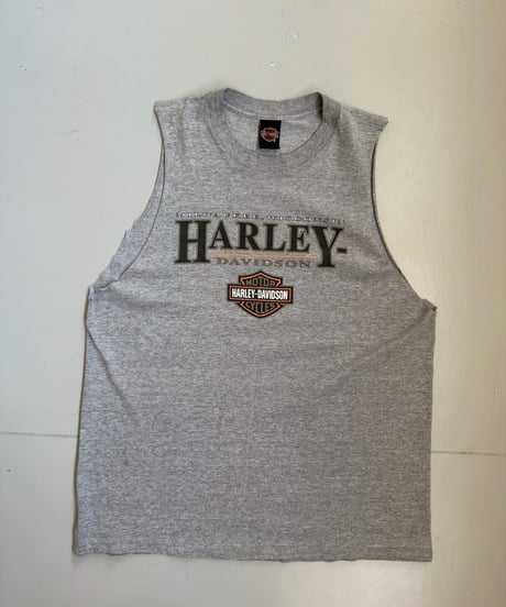 【USED】   Made in USA HARLEY- DAVIDSON Cut off Tank Top /250510-006
