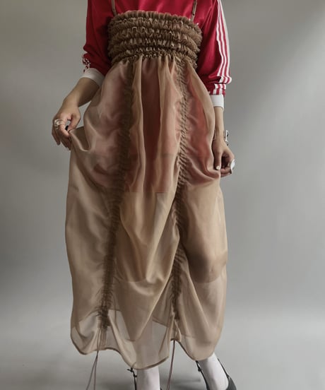 【RE;CIRCLE】 RE Sheer Shirring Camisole One-piece / 230706-005