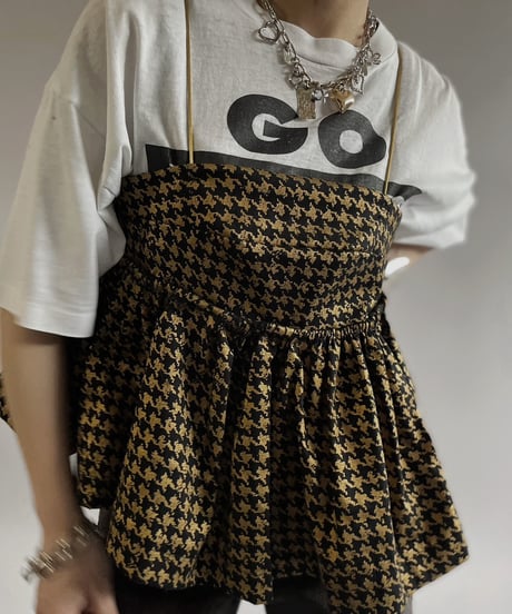 【USED】BRYAN and JOHNNY Houndstooth Patterned Camisole Top/ 240421-010