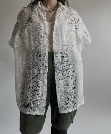 【RE;CIRCLE】 RE Crochet Lace Big Shirt / 220427-007