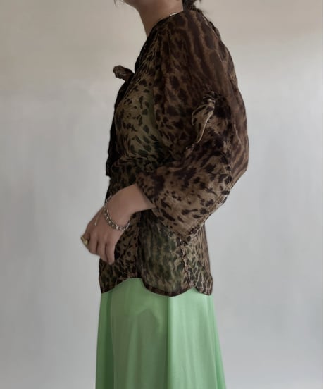 【USED】 YSL Leopard Long Sleeves Blouse / 220514-011