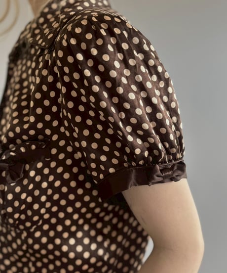 【USED】 Dot Pattern Puff Sleeves Blouse / 2560613-027