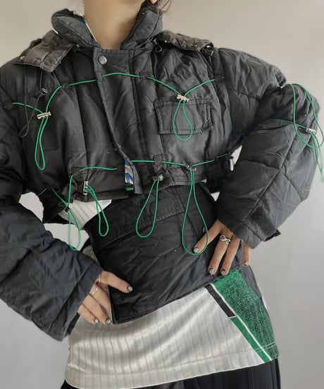 【RE;CIRCLE】 RE Draw Code Short Down Black×Green + Sacoche / 221215-008