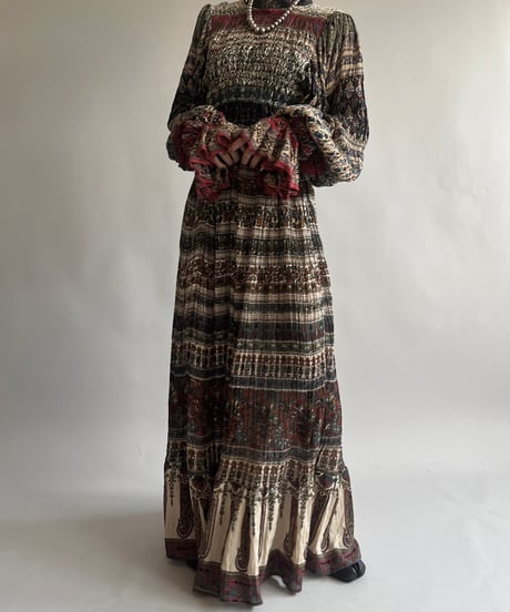 【RE;CIRCLE】 RE Indian Cotton Balloon Sleeved One-piece / 240912-001