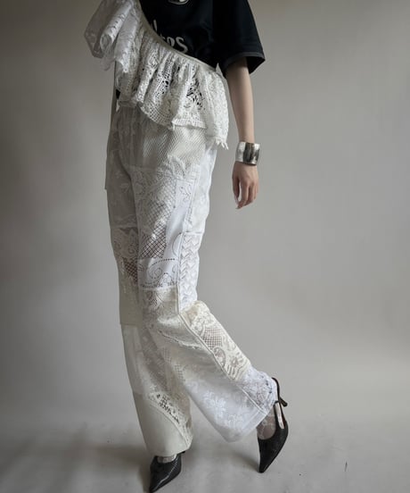 【RE;CIRCLE】 RE Crochet Lace Patch work Pants / 250731-008