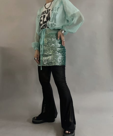 【USED】 Spangle Skirt Light Green / 230430-009