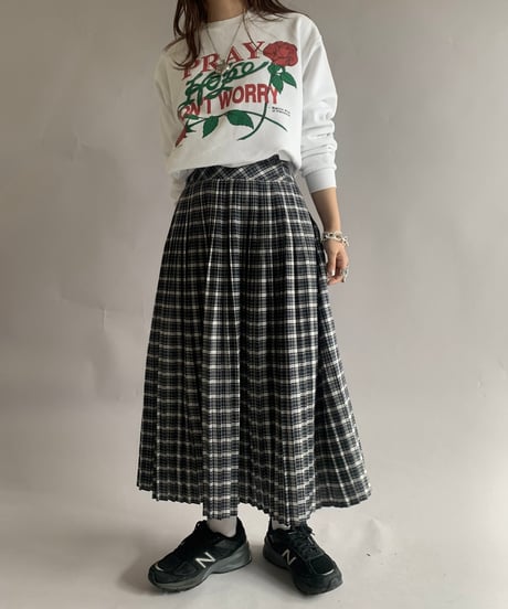 【USED】 ALEXON Check Patterned Pleats Skirt / 241102-017