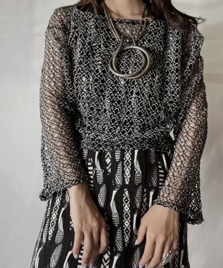 【USED】  Crochet Knit L/S Top ③/211014-036