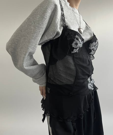【USED】 Flower Pattern Sheer Camisole Top /250215-016