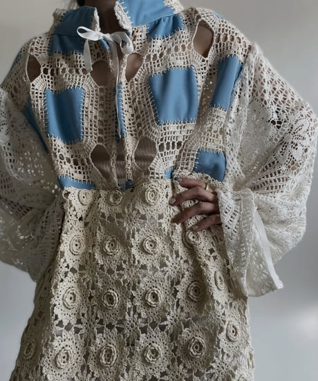 【RE;CIRCLE】 RE Crochet Lace Open Collar One-piece / 220427-033