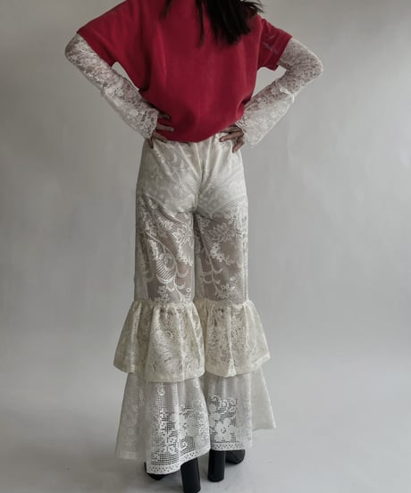 【RE;CIRCLE】 RE Crochet Lace Tiered Pants / 220526-019