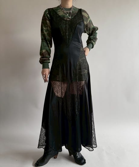 【USED】 Lace Pattern Camisole Long One-Piece   /250412-038