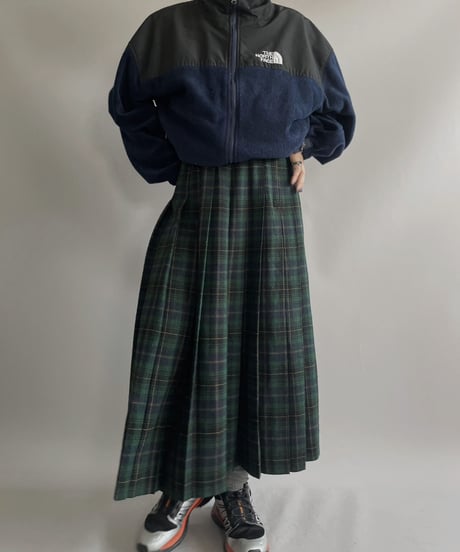 【USED】 Tartan Check Tucked Wool Skirt /231021-008